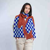 Verloop Scarf-CHECKERBOARD SPILL BIG KNIT SCARF- Jade, Cobalt
