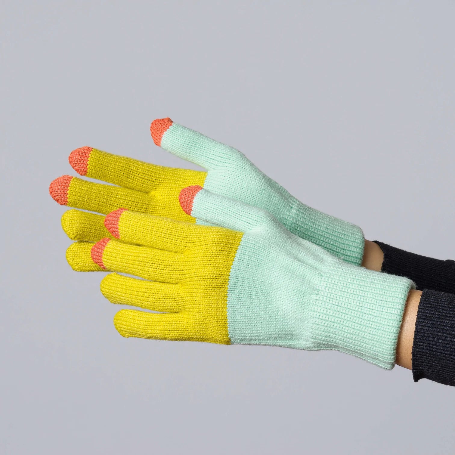Colorblock Touch Screen Gloves- Jade, Golden Olive