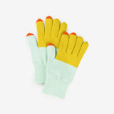 Colorblock Touch Screen Gloves- Jade, Golden Olive