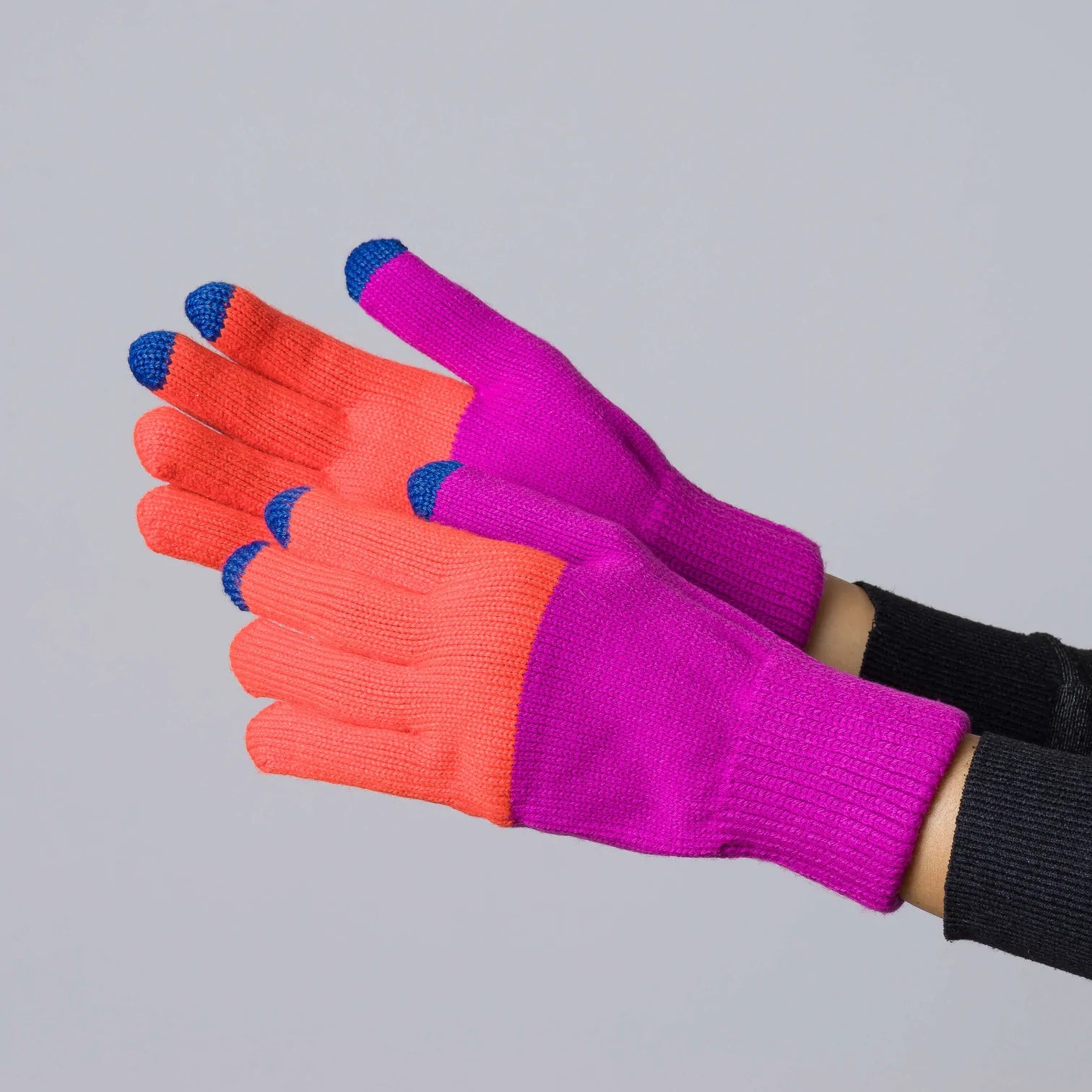 Colorblock Touch Screen Gloves- Poppy, Magenta