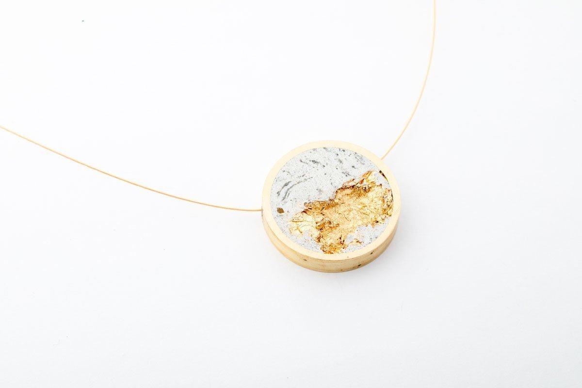 Concrete Framed Necklace - Circle - Medium