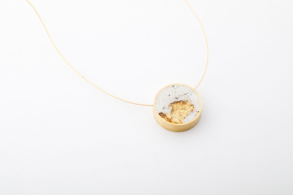 Concrete Framed Necklace - Circle - Small
