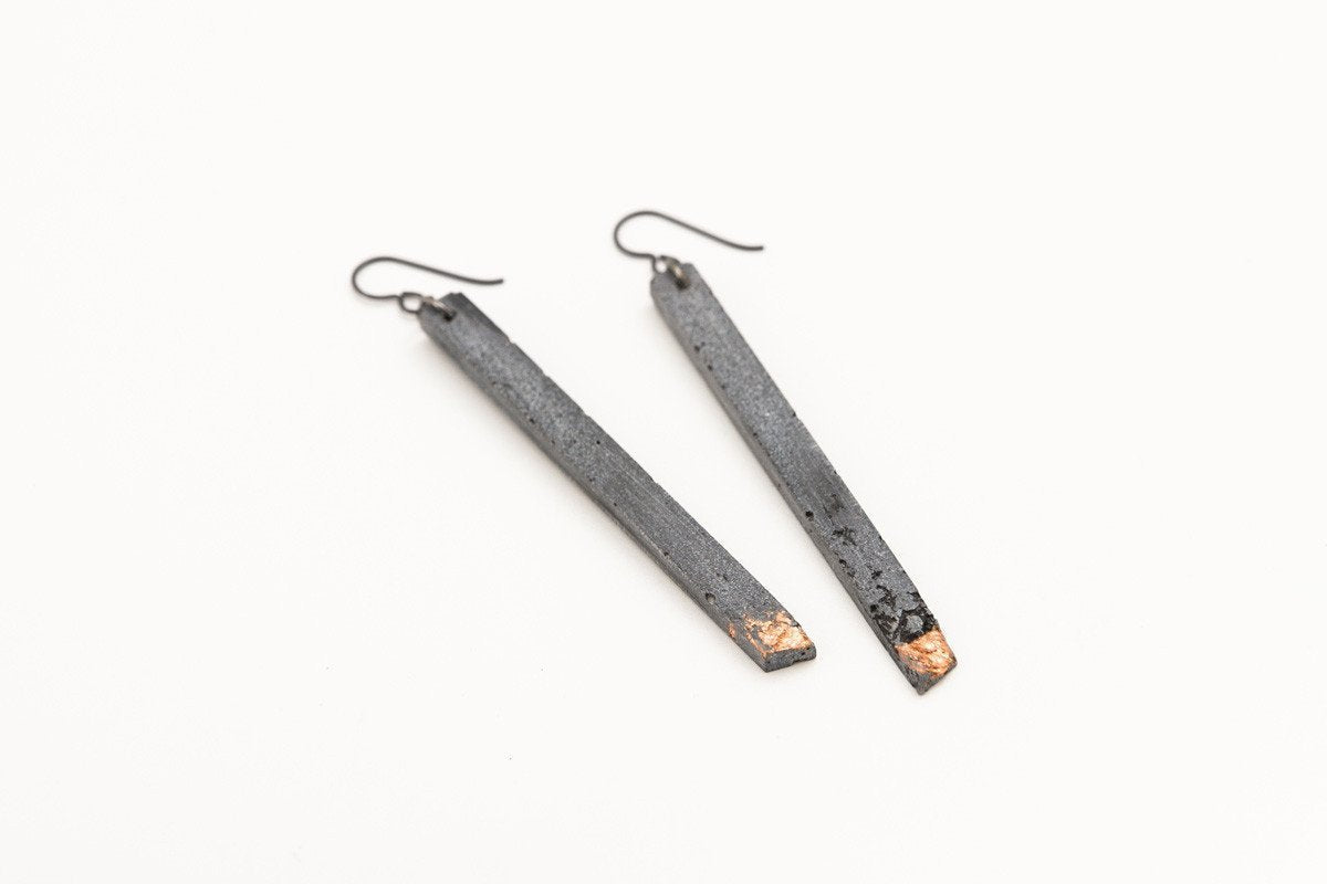 Concrete Fractured Earrings - Skinny 3 Inch