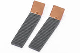Gray Concrete Ripple Earrings - Bar Large - Copper