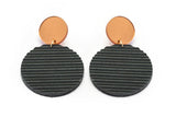 Gray Concrete Ripple Earrings - Circle Large - Copper