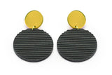 Gray Concrete Ripple Earrings - Circle Large - Gold
