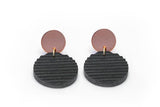 Gray Concrete Ripple Earrings - Circle Small - Copper