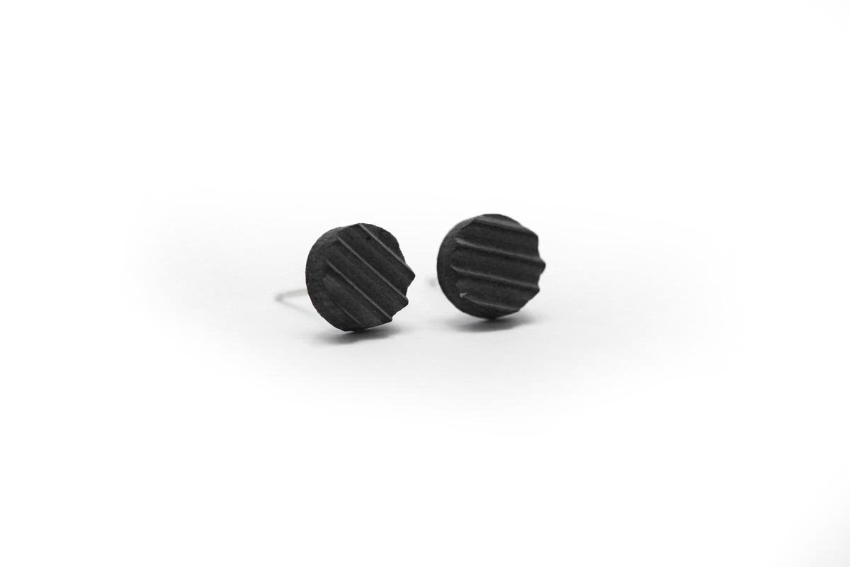 Gray Concrete Ripple Earrings - Stud Circle Small