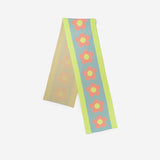 Verloop Scarf- FLOWER STRIPE BIG KNIT SCARF- Stone Blue