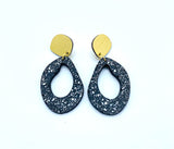 Concrete Drop   Earring - Black and white