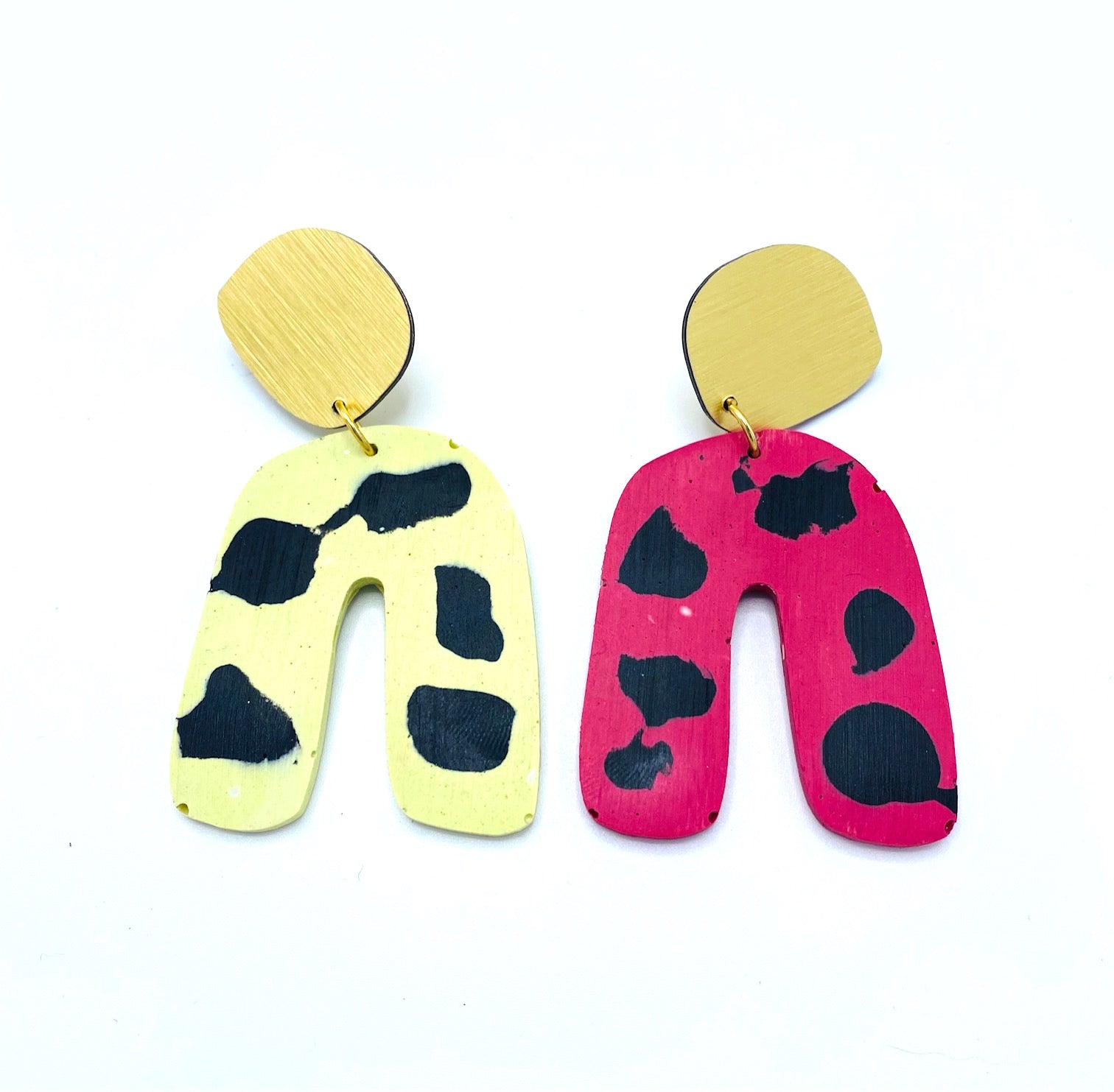Concrete Curve Earring- Pink/yellow