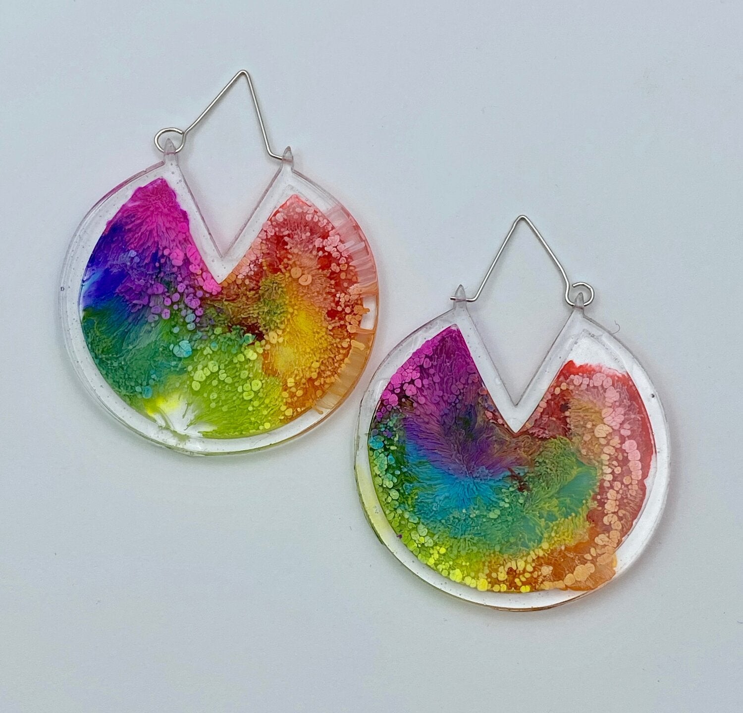 Joplin Rainbow Magic Resin Earrings - round