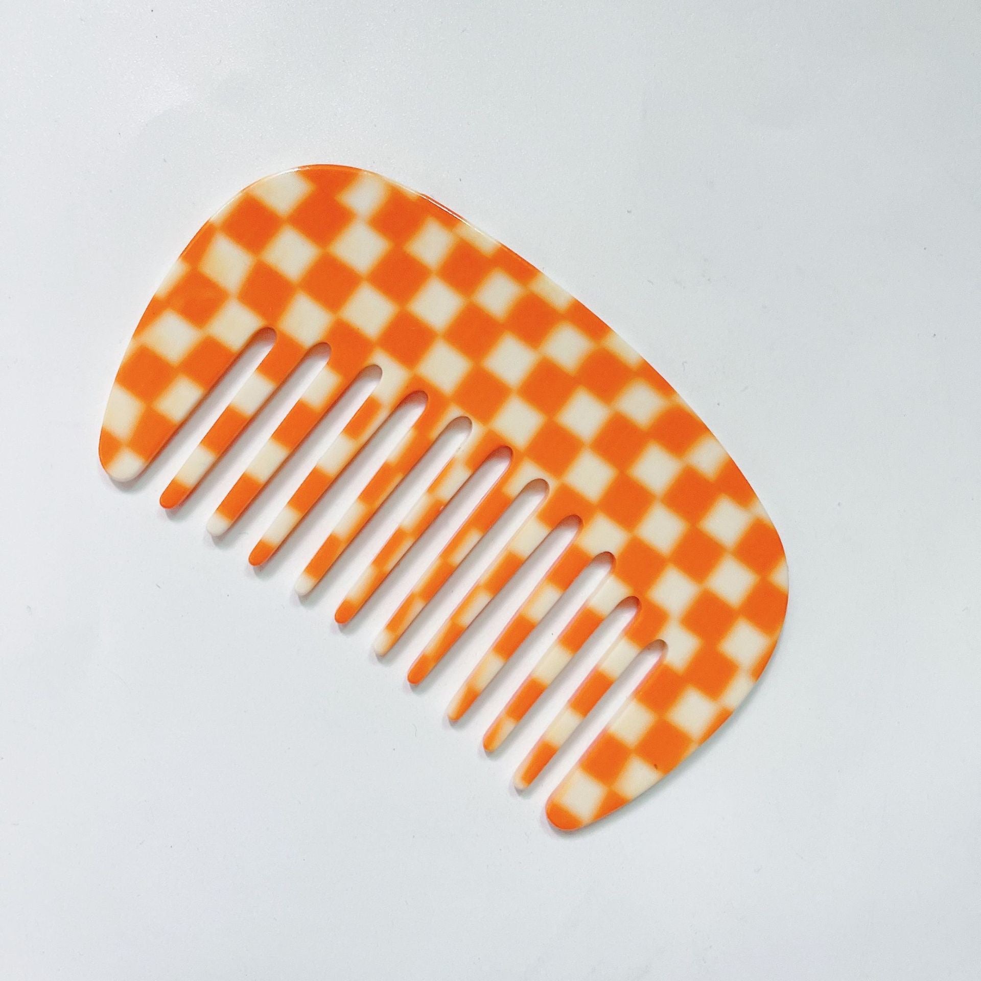 Checkered Comb Oval Small- Orange