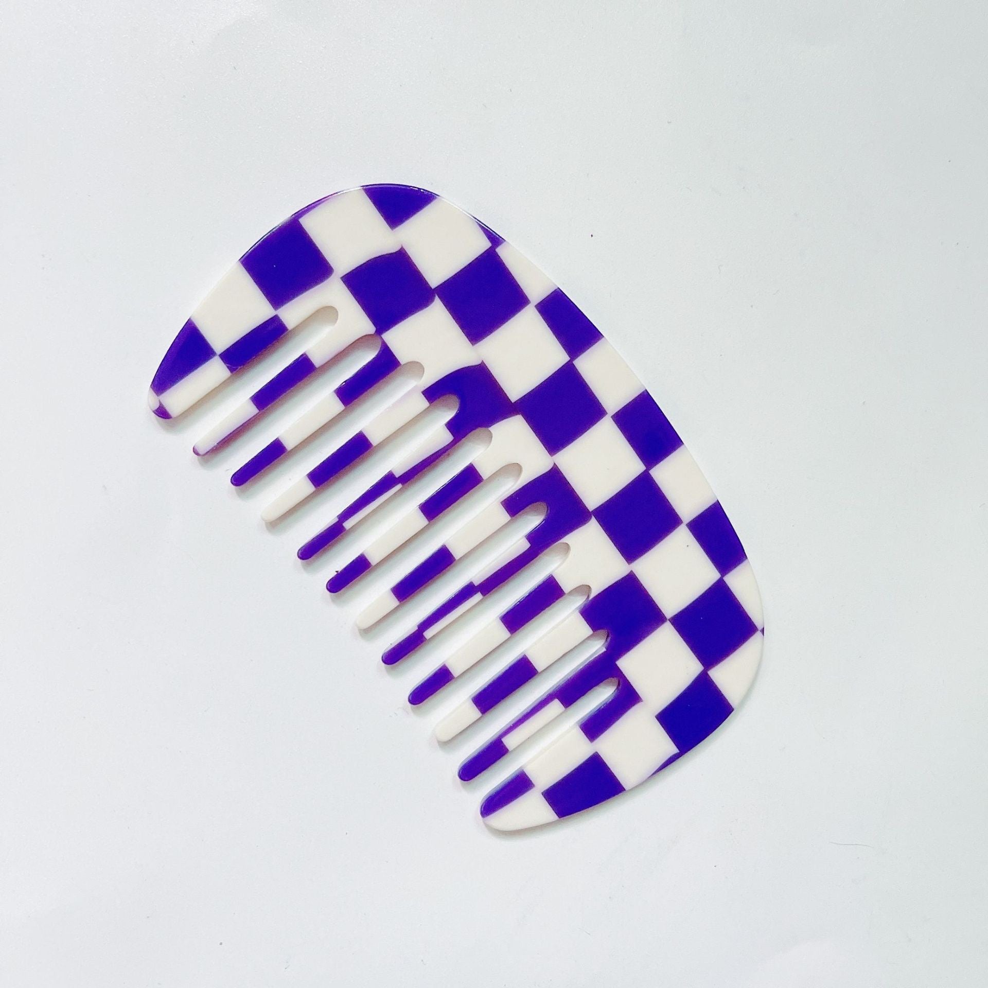 Checkered Comb Oval Small- Purple