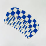 Checkered Comb Oval Small- Blue