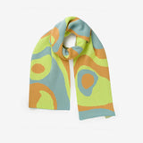 Verloop Scarf- MARBLE BIG KNIT SCARF- Stone Blue, Lime