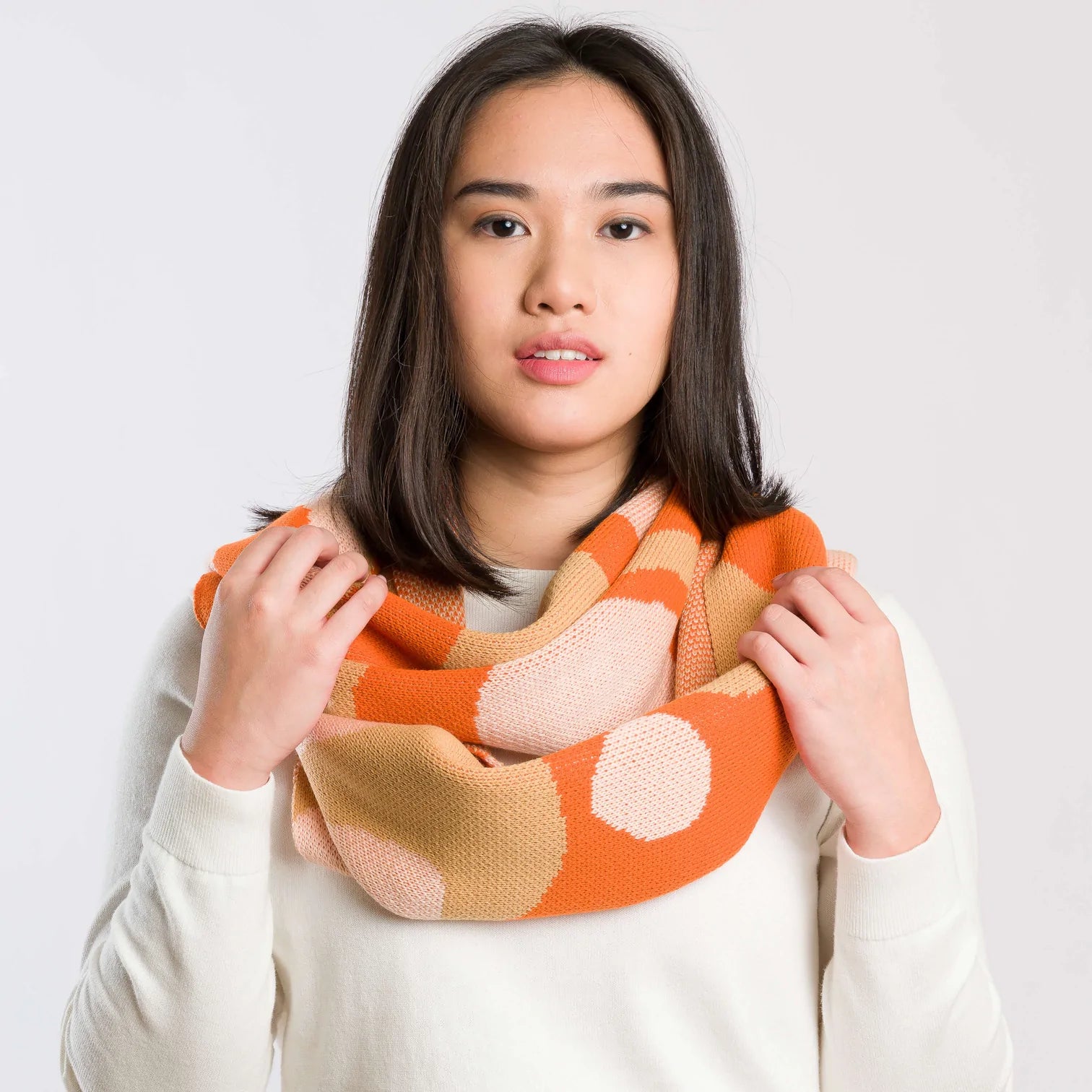 Verloop Scarf- MARBLE BIG KNIT SCARF- Camel, Poppy