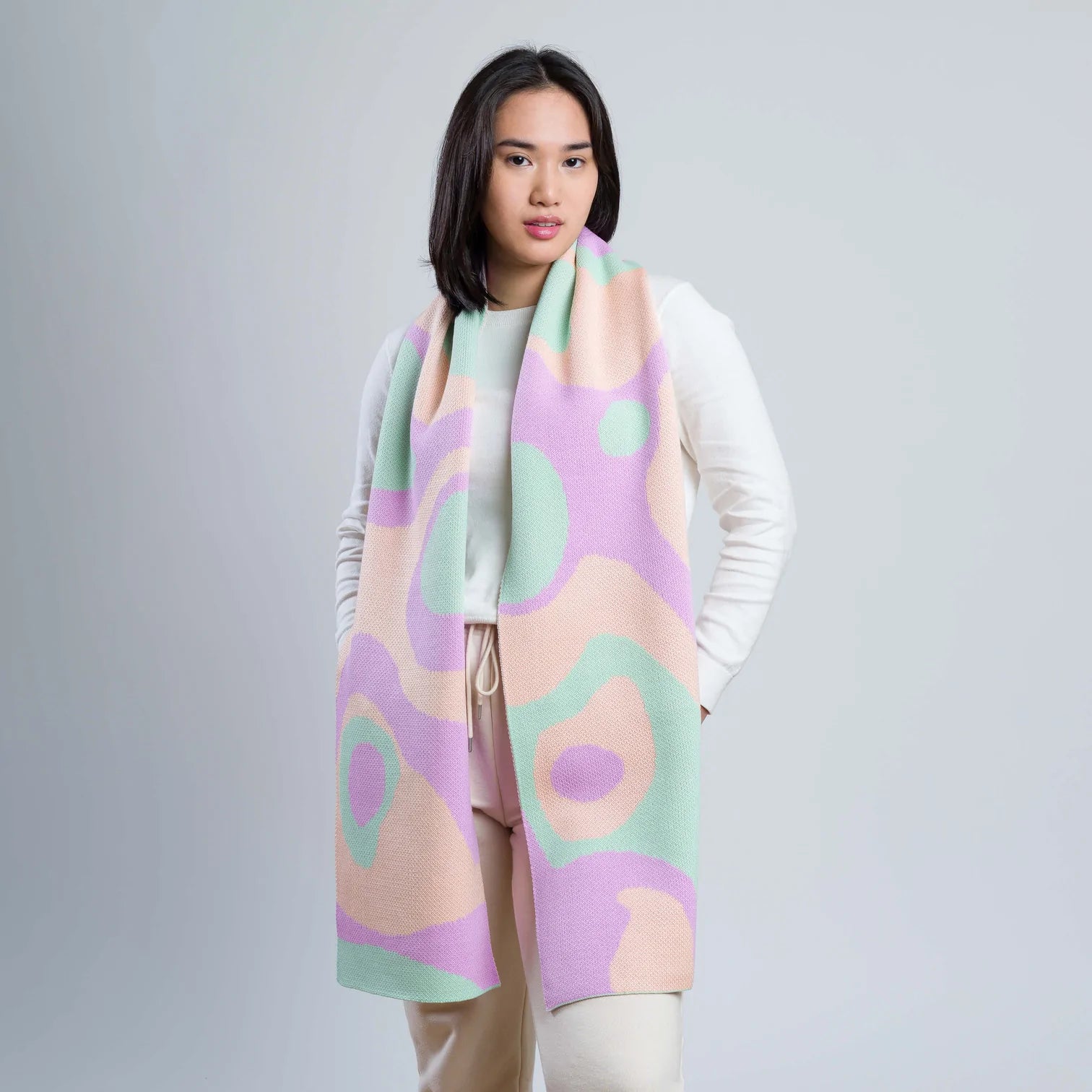 Verloop Scarf- MARBLE BIG KNIT SCARF- Jade, Lilac