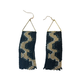 Black and Gold Wavy Beaded Earrings
