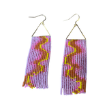 Pink And Orange  Wavy Beaded Earrings