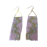 Pink And Gold Wavy Beaded Earrings