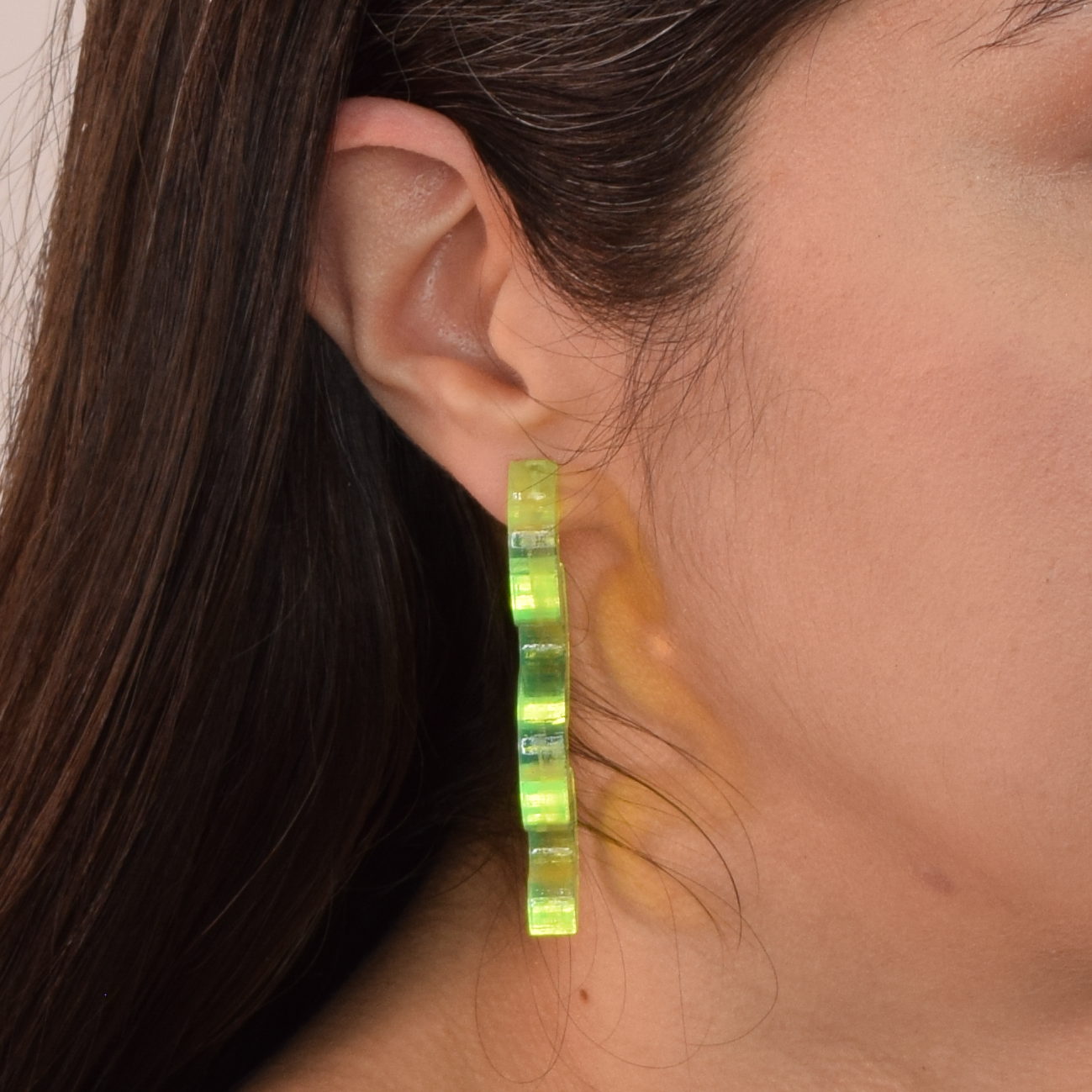 Squiggle Earrings - Transparent Green