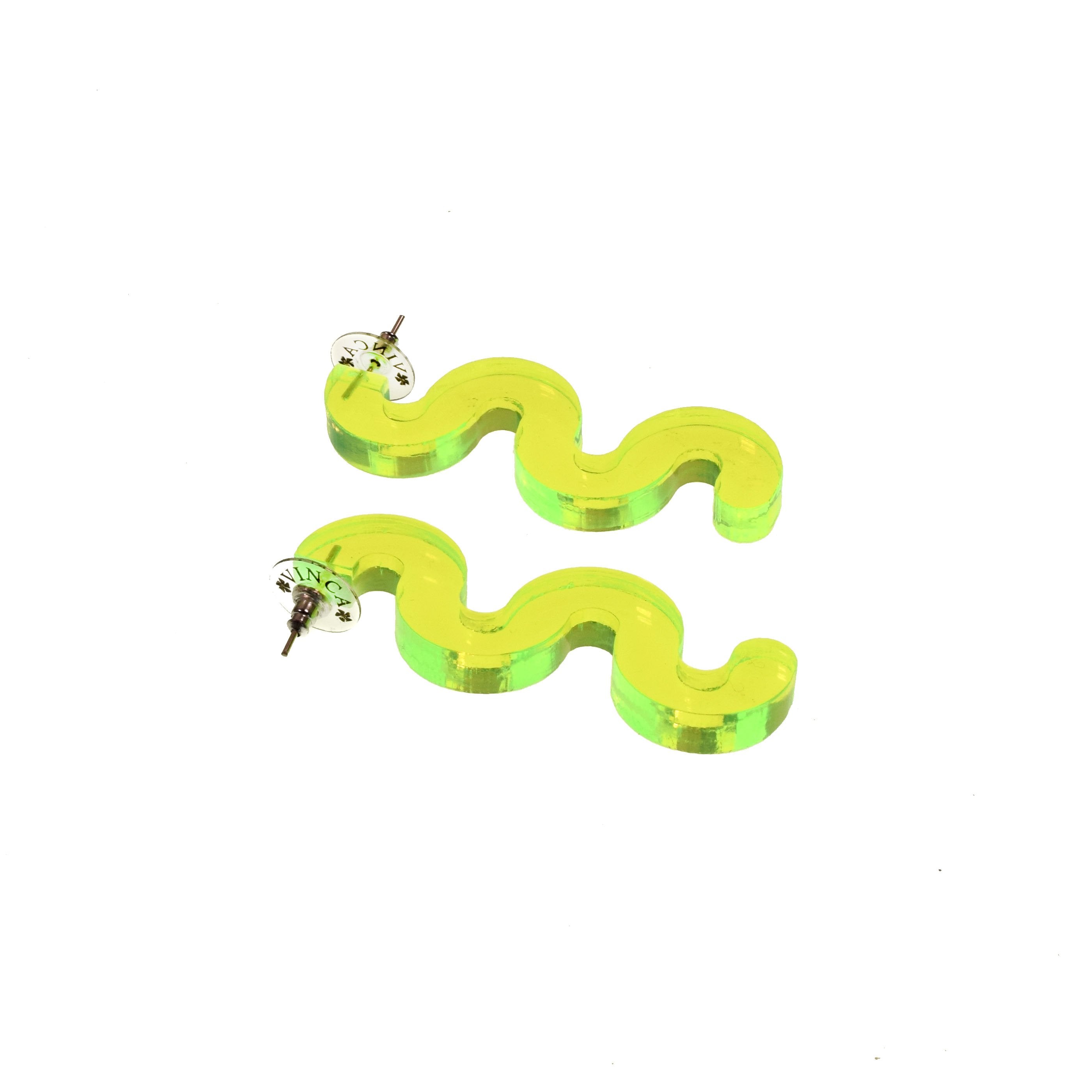 Squiggle Earrings - Transparent Green