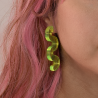 Squiggle Earrings - Transparent Green