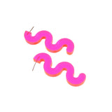Squiggle Earrings - Transparent neon pink