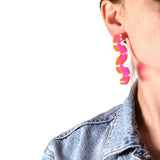 Squiggle Earrings - Transparent neon pink