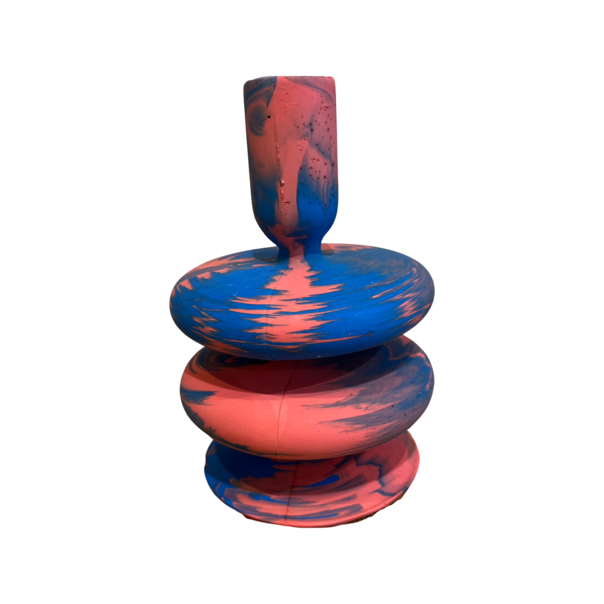 Jesmonite Candle Holder - Blue and Pink Swirl