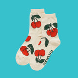 Baggu Crew Sock- Ecru Cherry