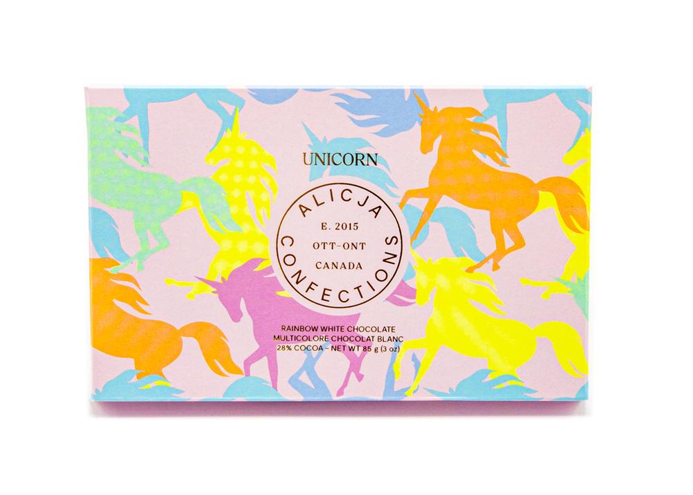 Alicja Confections Chocolate- UNICORN äó¢ RAINBOW AND SPRINKLES 28% WHITE CHOCOLATE