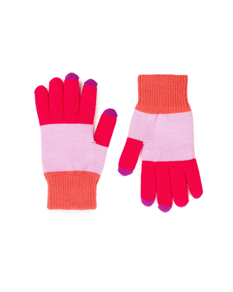 Colorblock Touch Screen Gloves- Lilac, Melon