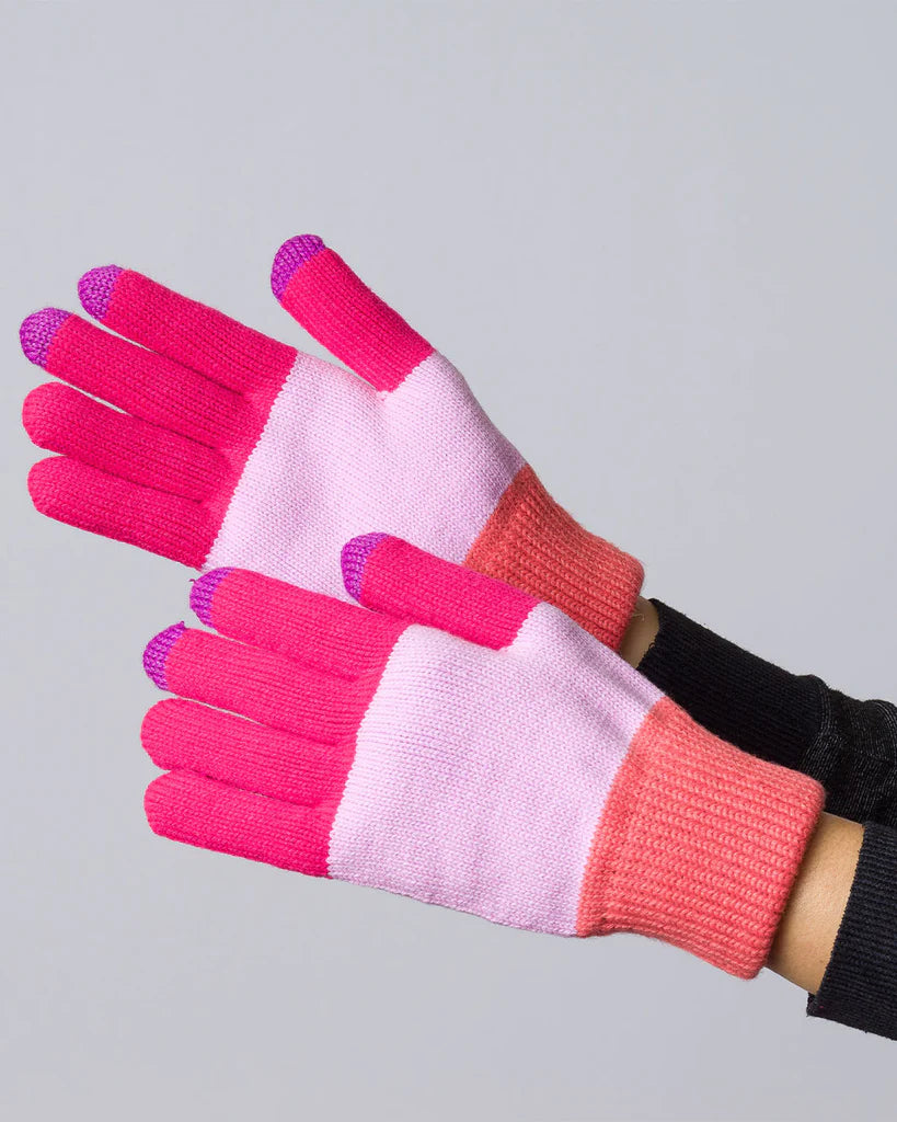 Colorblock Touch Screen Gloves- Lilac, Melon