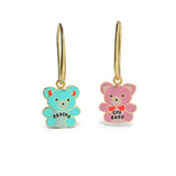 Cry Baby Psycho Teddies Earrings - 18k Gold Gilt Enamel