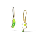 Pickle Ball Hanging Earrings - 18k Gold Gilt Enamel Earrin
