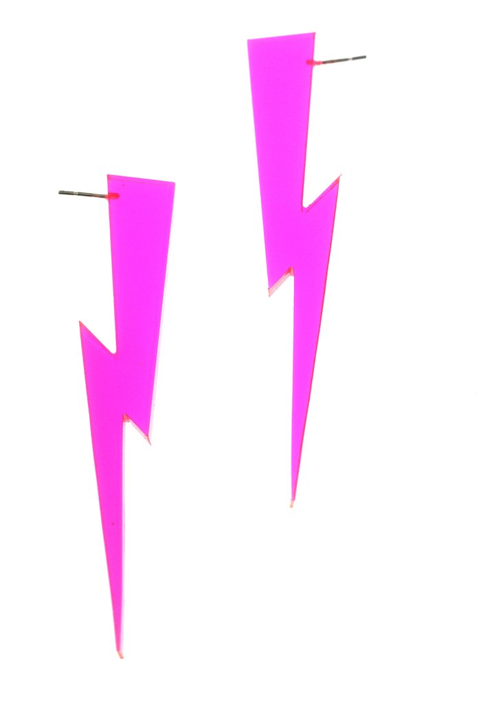 LIGHTNING BOLT EARRINGS IN CLEAR PINK