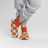 Verloop Checkerboard Sock Slippers- Flame Jade