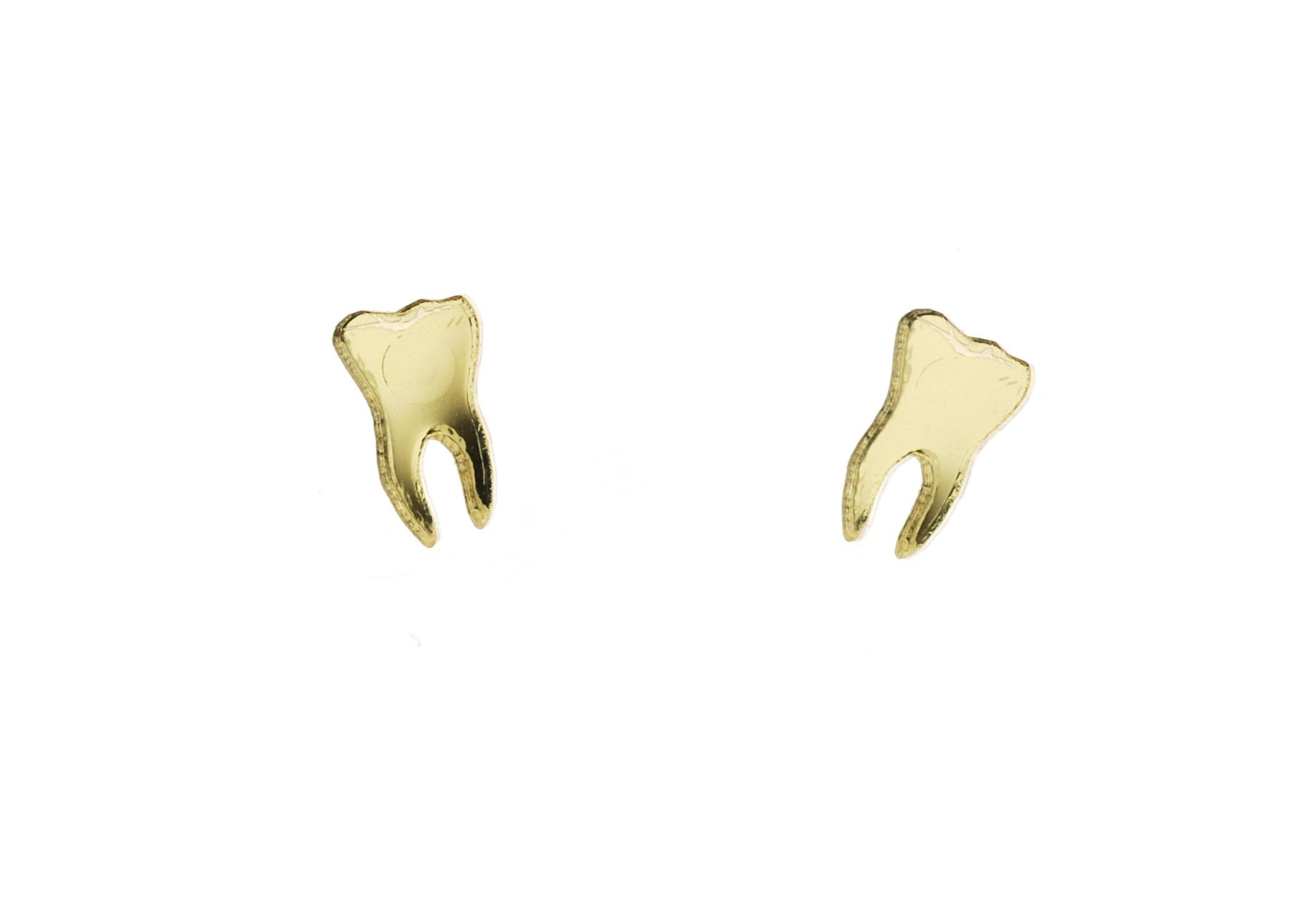 Teeth Earrings in Mirror Gold